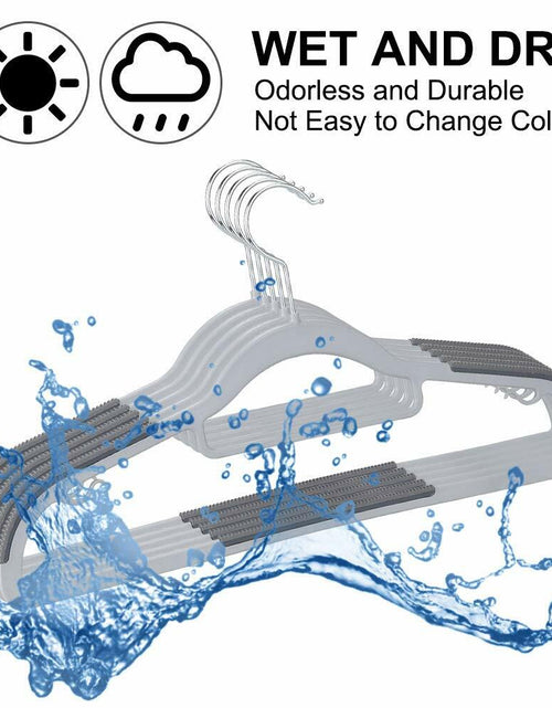 Load image into Gallery viewer, OIKA Plastic Hangers with Tie Rack 16.5in Heavy Duty Non-Slip 30 Pack

