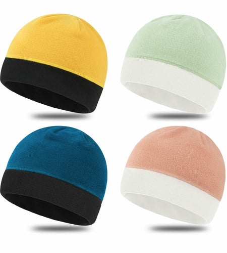 Alpha 4 Pieces Fleece Watch Cap Skull Beanie Winter Warm Windproof One Size
