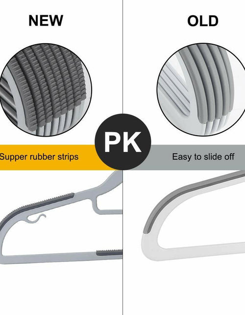 Load image into Gallery viewer, OIKA Plastic Hangers with Tie Rack 16.5in Heavy Duty Non-Slip 30 Pack
