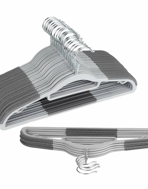 Load image into Gallery viewer, OIKA Plastic Hangers with Tie Rack 16.5in Heavy Duty Non-Slip 30 Pack
