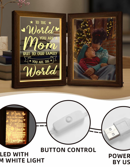 Load image into Gallery viewer, Mom Gifts 5x7 Picture Frame Night Light Table Lamp Warm Words
