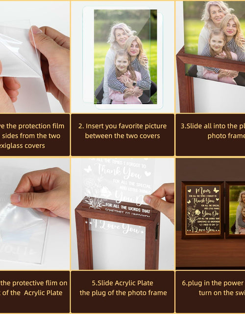 Load image into Gallery viewer, Mom Gifts 5x7 Picture Frame Night Light Table Lamp Warm Words
