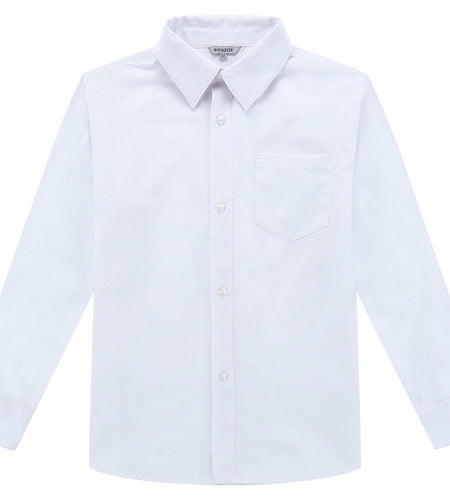 Bienzoe Boys Long Sleeve Button Down Shirt White Size 14