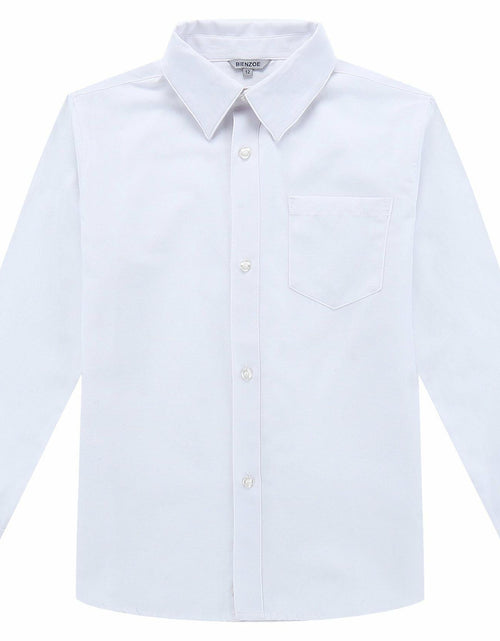 Load image into Gallery viewer, Bienzoe Boys Long Sleeve Button Down Shirt White Size 14
