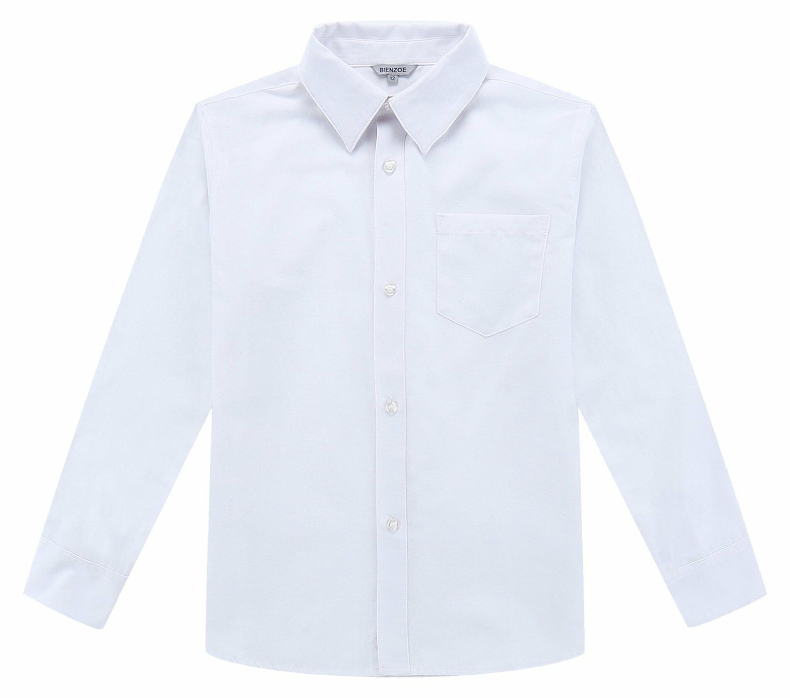 Bienzoe Boys Long Sleeve Button Down Shirt White Size 14
