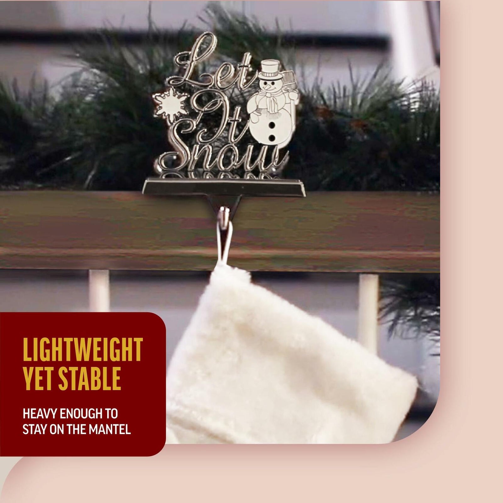 Klikel Metal Christmas Stocking Holder White Snowflake Snowman MPN 83411