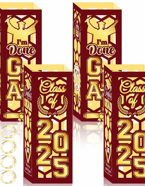 Load image into Gallery viewer, 6 Pcs Graduation Table Centerpieces Lantern Boxes LED Light Red Class 2025
