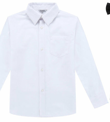 Bienzoe Boys Long Sleeve Button Down Shirt White Size 14