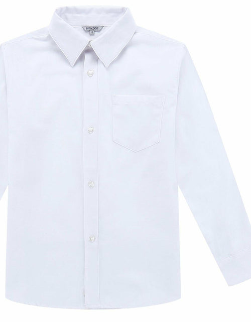 Load image into Gallery viewer, Bienzoe Boys Long Sleeve Button Down Shirt White Size 14
