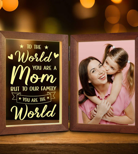 Mom Gifts 5x7 Picture Frame Night Light Table Lamp Warm Words