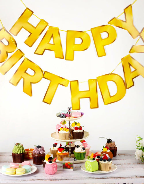 Load image into Gallery viewer, Gold Happy Birthday Banner Sign Garland Party Decoration Kids Baby Party
