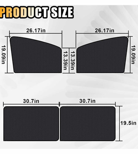 Car Side Window Sun Shade Magnetic Blackout Curtain UV Protection 2pcs
