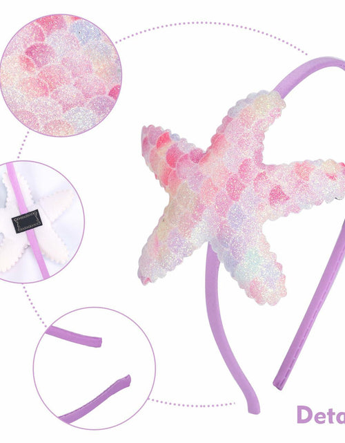 Load image into Gallery viewer, Geosoo Starfish Laser Mermaid Hair Band Lavender Glitter Hair Accessory
