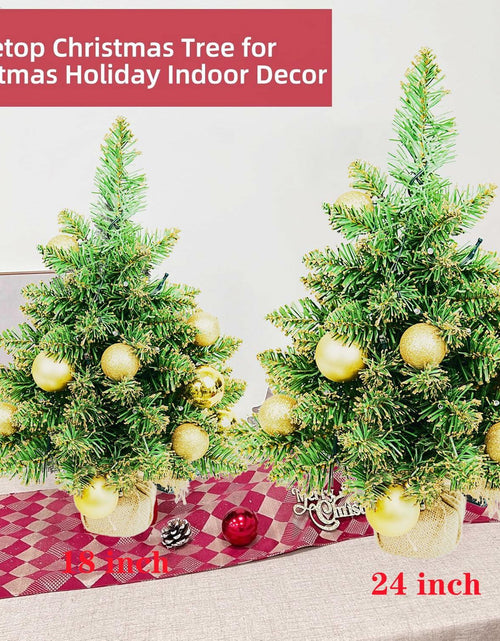 Load image into Gallery viewer, Aimmop 18in Small Christmas Tree with Ornaments 59 Tips Green
