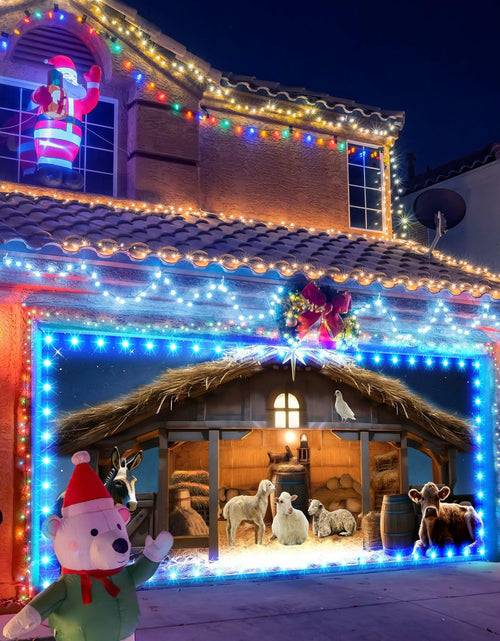 Load image into Gallery viewer, Ganeen 6.4x16ft LED Christmas Garage Door Banner Rustic Nativity Farm
