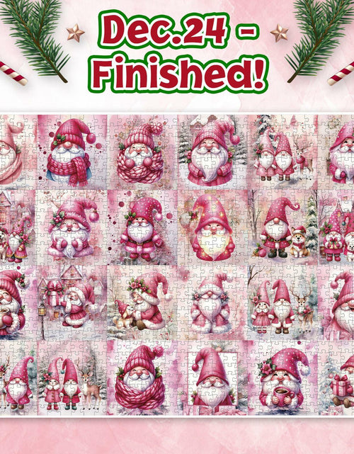 Load image into Gallery viewer, 1008 Pc Pink Gnome Advent Calendar Puzzle 2025 24-Day Countdown
