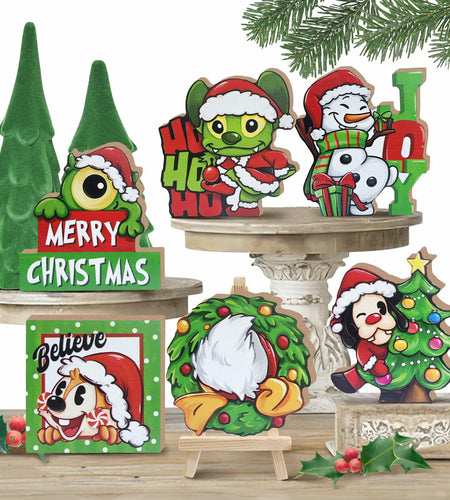 Uruney Merry Christmas Snowman Tiered Tray Decor Green 1 Count