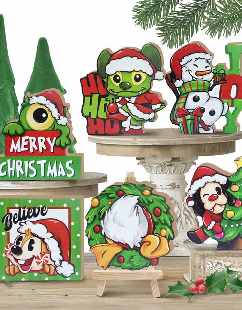 Load image into Gallery viewer, Uruney Merry Christmas Snowman Tiered Tray Decor Green 1 Count
