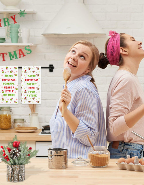 Load image into Gallery viewer, Funny Christmas Towels 2 Pack Absorbent Kitchen Bathroom White Elephant Gifts
