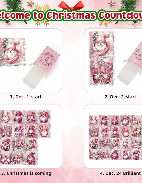 Load image into Gallery viewer, 1008 Pc Pink Gnome Advent Calendar Puzzle 2025 24-Day Countdown
