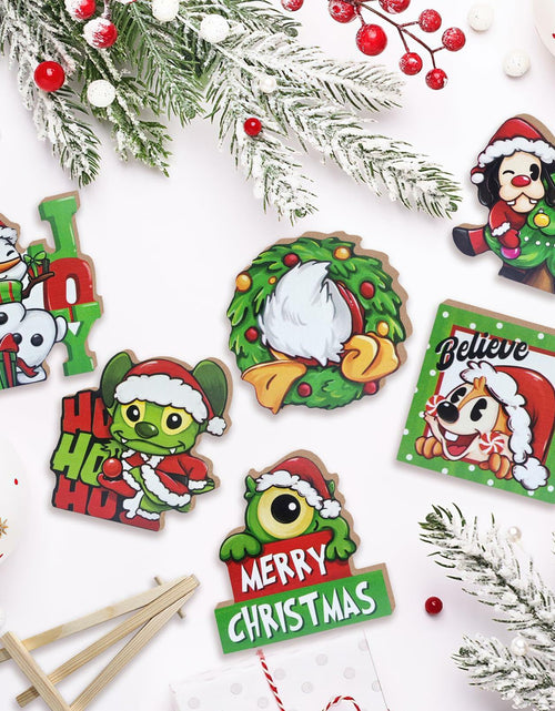 Load image into Gallery viewer, Uruney Merry Christmas Snowman Tiered Tray Decor Green 1 Count
