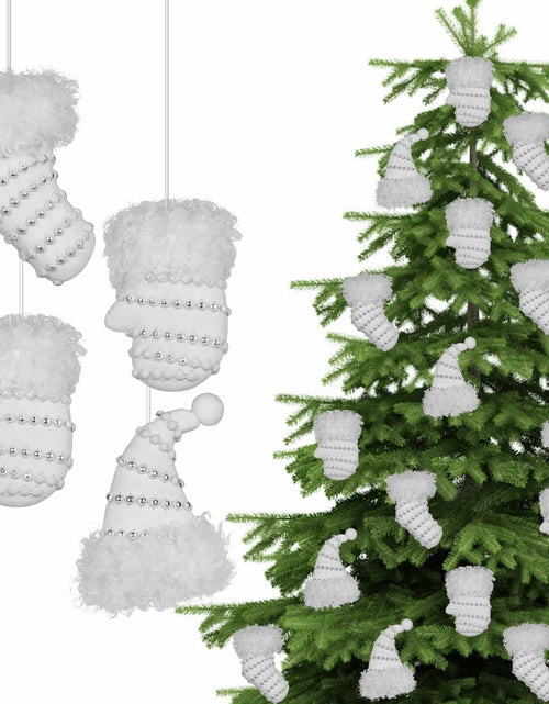 Load image into Gallery viewer, RoseCraft Christmas Ornaments 9PCS Socks Hat Tree Decor White Silver
