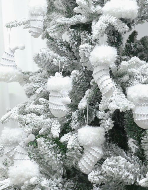 Load image into Gallery viewer, RoseCraft Christmas Ornaments 9PCS Socks Hat Tree Decor White Silver
