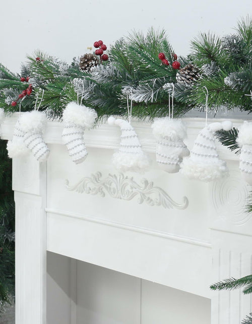 Load image into Gallery viewer, RoseCraft Christmas Ornaments 9PCS Socks Hat Tree Decor White Silver
