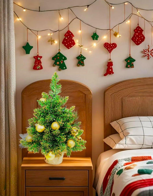 Load image into Gallery viewer, Aimmop 18in Small Christmas Tree with Ornaments 59 Tips Green
