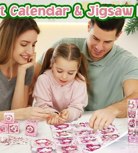 1008 Pc Pink Gnome Advent Calendar Puzzle 2025 24-Day Countdown