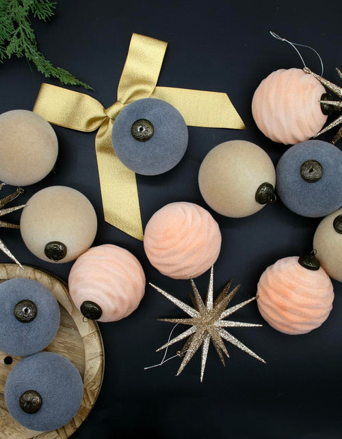 Load image into Gallery viewer, 12PCS Velvet Christmas Ball Ornaments 3.15"Handmade Flocked Shatterproof
