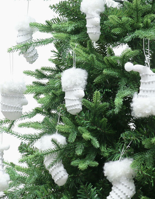 Load image into Gallery viewer, RoseCraft Christmas Ornaments 9PCS Socks Hat Tree Decor White Silver
