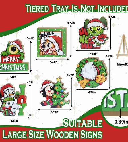 Uruney Merry Christmas Snowman Tiered Tray Decor Green 1 Count