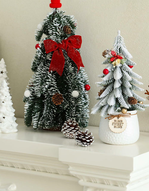 Load image into Gallery viewer, HOMCDALY 16in LED Tabletop Christmas Tree with Red Bowtie Indoor Decor
