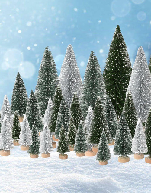 Load image into Gallery viewer, 36PCS Bottle Brush Christmas Trees Multi-Size Table Decor with Wood Base
