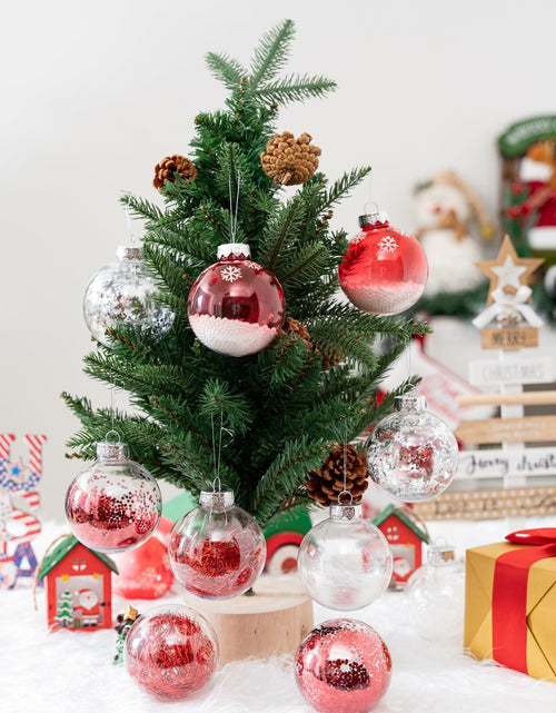 Load image into Gallery viewer, 16PCS Clear Red Christmas Balls Ornaments 3.15in Shatterproof Hanging Set
