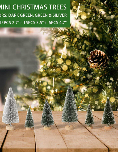 Load image into Gallery viewer, 36PCS Bottle Brush Christmas Trees Multi-Size Table Decor with Wood Base
