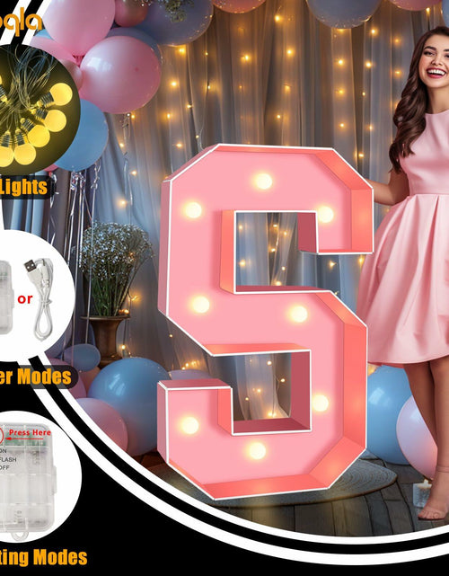 Load image into Gallery viewer, Pooqla 3FT LED Marquee Letter S Pink Party Birthday Wedding Decor
