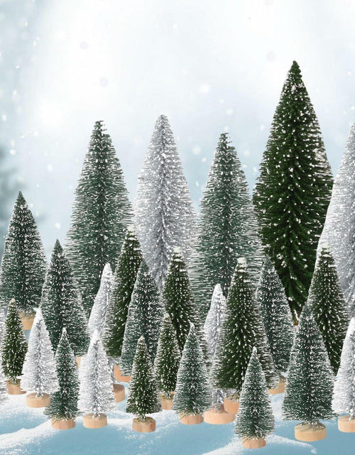 Load image into Gallery viewer, 36PCS Bottle Brush Christmas Trees Multi-Size Table Decor with Wood Base
