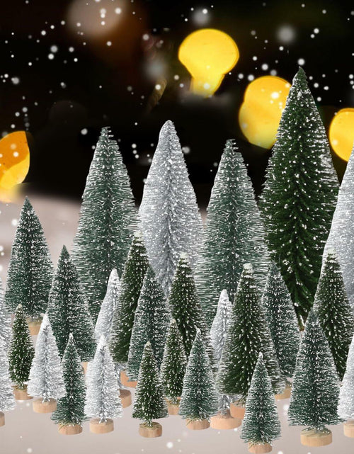 Load image into Gallery viewer, 36PCS Bottle Brush Christmas Trees Multi-Size Table Decor with Wood Base
