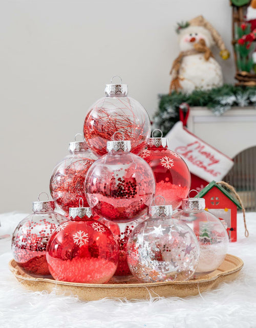 Load image into Gallery viewer, 16PCS Clear Red Christmas Balls Ornaments 3.15in Shatterproof Hanging Set
