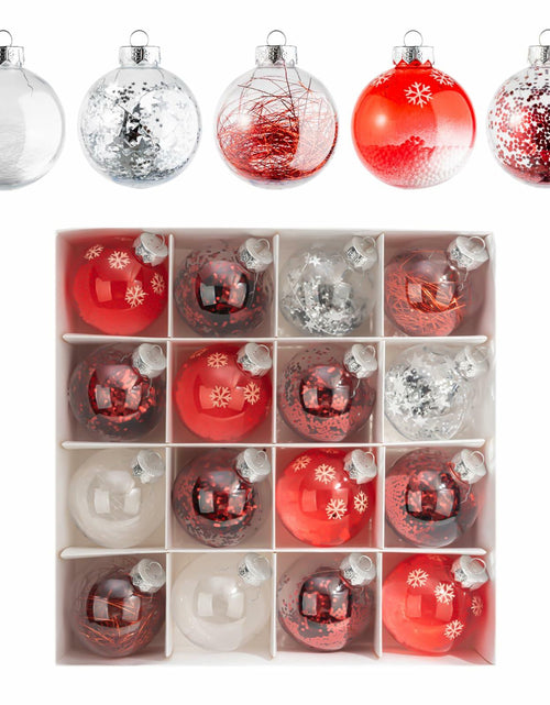 Load image into Gallery viewer, 16PCS Clear Red Christmas Balls Ornaments 3.15in Shatterproof Hanging Set
