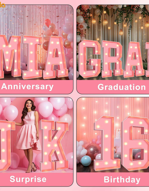 Load image into Gallery viewer, Pooqla 3FT LED Marquee Letter S Pink Party Birthday Wedding Decor
