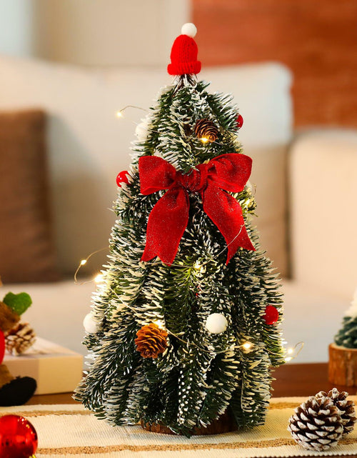 Load image into Gallery viewer, HOMCDALY 16in LED Tabletop Christmas Tree with Red Bowtie Indoor Decor
