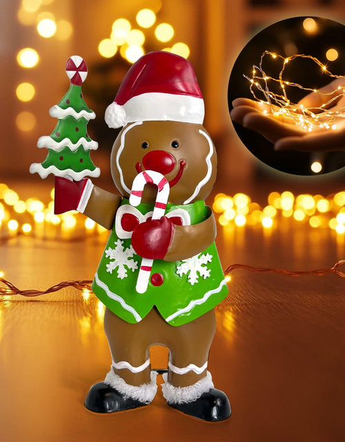 Load image into Gallery viewer, LIFFY Gingerbread Man Statue Christmas Decoration Handmade Indoor Decor Lights
