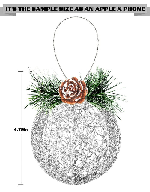 Load image into Gallery viewer, Christmas Ball Ornaments 4pc Silver Pinecone Rattan Thread String Decor
