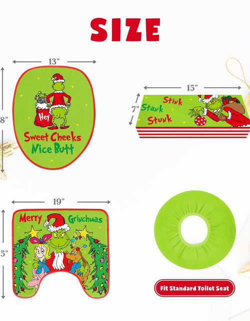 Load image into Gallery viewer, Funny Christmas Toilet Seat Cover Set 4pcs White Elephant Bathroom Decor
