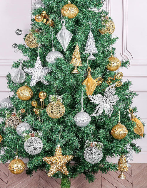 Load image into Gallery viewer, Christmas Ball Ornaments 4pc Set Champagne Pinecone Rattan String Decor
