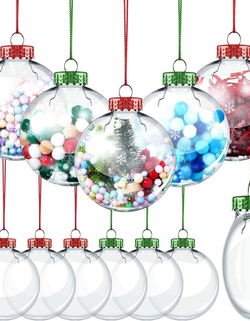 Load image into Gallery viewer, Sumind 12pcs Clear Fillable Christmas Ornament Balls 3.15in Red Green
