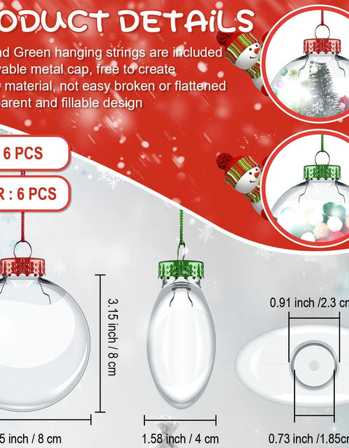 Load image into Gallery viewer, Sumind 12pcs Clear Fillable Christmas Ornament Balls 3.15in Red Green
